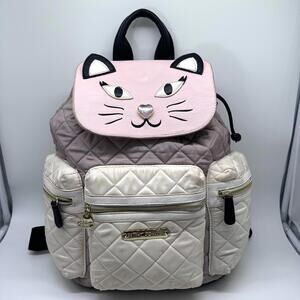 GUC Betsey Johnson Kitty Cat Kidcore Puffer Quilted Coquette Pink Backpack